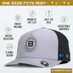 BRIMZ Golf Performance Hat - Breathable Sweat & Water Resistant Golfing Snapback Cap with Tee Holder & Magnetic Ball Marker (Grey/Black)