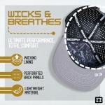 BRIMZ Golf Performance Hat - Breathable Sweat & Water Resistant Golfing Snapback Cap with Tee Holder & Magnetic Ball Marker (Grey/Black)