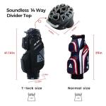 ASK ECHO 2024 T-Lock Golf Cart Bag with 14 Way Organizer Divider Top, Premium Cart Bag with Handles and Rain Cover, for Men (Black)