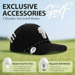 NJF Golf™ Hats Men – Breathable Golf Caps for Men with Tee Holder & Clip-On Magnetic Ball Marker, Lightweight Adjustable Rope Mens Cap, Snapback Hats for Mens, Moisture-Wicking Golfing Gear - Black