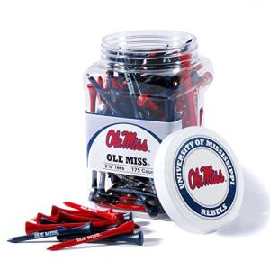 Team Golf NCAA Ole Miss Rebels Jar of 175 Golf Tees 2-3/4" Golf Tees, 175 Pack, Regulation Size, Multi Team Colors