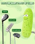 Big Teeth Pickle Putter Cover, Plush Funny Putter Head Covers, for Blade, Half Mallet and Hybrid Club, Jar More Putts Funny Putter Cover, Drawstring Closure, Green Color