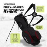 Stripebird Golf Stand Bag with Hub for Magnets (Black/Red) - 4 Way Full-Length Dividers Golf Club Bag - Flexfit Rotatable & Adjustable Dual Straps - Lightweight - Golf Bags for Men