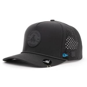 BRIMZ Golf Performance Hat - Breathable Sweat & Water Resistant Golfing Snapback Cap with Tee Holder & Magnetic Ball Marker (Black - Beers & Bogeys)