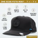 BRIMZ Golf Performance Hat - Breathable Sweat & Water Resistant Golfing Snapback Cap with Tee Holder & Magnetic Ball Marker (Black - Beers & Bogeys)