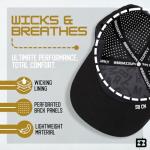 BRIMZ Golf Performance Hat - Breathable Sweat & Water Resistant Golfing Snapback Cap with Tee Holder & Magnetic Ball Marker (Black - Beers & Bogeys)
