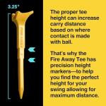 FIRE AWAY Premium Golf Tees, Reduced Ball Spin, Less Friction & Precision Height Markers for Perfect Trajectory, Made of Special Unbreakable Advanced Composite Blend (Yellow, Pack of 12)