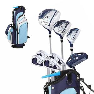 Precise M3 Ladies Womens Complete Golf Clubs Set Includes Driver, Fairway, Hybrid, 7-PW Irons, Putter, Stand Bag, 3 H/C's Blue - Regular or Petite Size!
