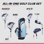 Precise M3 Ladies Womens Complete Golf Clubs Set Includes Driver, Fairway, Hybrid, 7-PW Irons, Putter, Stand Bag, 3 H/C's Blue - Regular or Petite Size!
