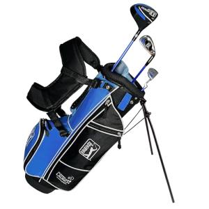 PGA TOUR Youth Golf Club Set – 6-Piece Right-Handed Kids Golf Set for Ages 8-12 (4’8”-5’2”) – Beginner Junior Golf Clubs with Lightweight Stand Bag, Mallet Putter, 7 Iron, Driver by Golfgen