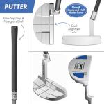PGA TOUR Youth Golf Club Set – 6-Piece Right-Handed Kids Golf Set for Ages 8-12 (4’8”-5’2”) – Beginner Junior Golf Clubs with Lightweight Stand Bag, Mallet Putter, 7 Iron, Driver by Golfgen