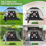 Zensouds Golf Net, 10x7FT with Golf Practice Mat, Hitting Aid Nets for Backyard Driving Chipping Training Swing with Targets Outdoor or Indoor– Gifts for Men/Dad/Him