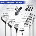 GYMAX Complete Golf Club Set for Men, 12/14 PCS Right Hand Golf Clubs Set with #1 Driver & #3 Fairway & #4 Hybrid & #6/#7/#8/#9/#P Irons, Putter & Head Covers, Men’s Golf Clubs Set