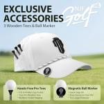 Golf Hats Men – Breathable Golf Caps for Men with Tee Holder & Clip-On Magnetic Ball Marker, Lightweight Adjustable Rope Mens Cap, Snapback Hats for Mens, Moisture-Wicking Golfing Gear - White