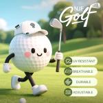 Golf Hats Men – Breathable Golf Caps for Men with Tee Holder & Clip-On Magnetic Ball Marker, Lightweight Adjustable Rope Mens Cap, Snapback Hats for Mens, Moisture-Wicking Golfing Gear - White