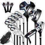 PGM Men's Complete Golf Club Sets - 11 Pieces - 2 Wood (#1,3), 1 Hybrid (#4H), 7 Irons(#5,6,7,8,9,PW,SW), 1 Putter - Golf Stand Bag - Right Handed - Ideal for Beginners