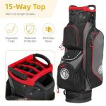 Shopsource Golf Cart Bag, 15 Way Top Lightweight Golf Bag, Golf Club Cart Bags for Men Women with Full-Length Dividers, Dedicated Putter Well, Rain Cover