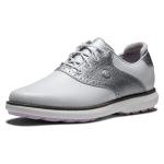 FootJoy Women's Traditions Spikeless Previous Season Style Golf Shoe, White/Silver, 8