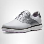 FootJoy Women's Traditions Spikeless Previous Season Style Golf Shoe, White/Silver, 8