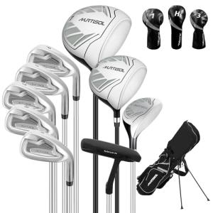 XDriveMax 10 Pieces Complete Mens Womens Golf Clubs Set Right Hand for Men Women Includes Stand Bag with Rain Hood, 1#Driver 3#Wood #5 Hybrid,with 3 Head Covers, 6# 7# 8# 9# PW# Irons and Putter