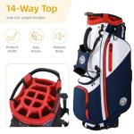 Golf Stand Bag 14 Way, Lightweight Golf Bags for Men Women with Stand, Padded Ergonomic Double Strap, Full Length Dividers, Multiple Pockets, Rain Hood