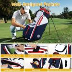 Golf Stand Bag 14 Way, Lightweight Golf Bags for Men Women with Stand, Padded Ergonomic Double Strap, Full Length Dividers, Multiple Pockets, Rain Hood