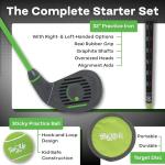 PGA TOUR Tee-Up 3-Piece Set, Large, Green, Left Handed, Use for Indoor and Outdoor Practice, Junior Golf Training Set, Training Clubs