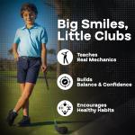 PGA TOUR Tee-Up 3-Piece Set, Large, Green, Left Handed, Use for Indoor and Outdoor Practice, Junior Golf Training Set, Training Clubs