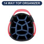 Golf Cart Bag with 14 Way Organizer Divider Top, Lightweight Golf Bags for Man Woman with Cooler Pouch, Backpack Strap (Black/Red)