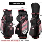 Golf Cart Bag with 14 Way Organizer Divider Top, Lightweight Golf Bags for Man Woman with Cooler Pouch, Backpack Strap (Black/Red)