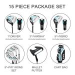 KVV Women’s Complete Golf Clubs Package Set Includes Driver, Fairway, Hybrid, 5#-P# Irons, Putter, Cart Bag, Head Covers, Right Handed