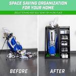 GoSports Premium Wooden Golf Bag Organizer and Storage Rack - Black