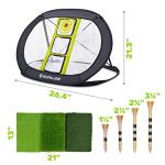 SAPLIZE Ultra-Stable Golf Chipping Net Set with Pop-Up Target, Tri-Turf Mat, Foam Practice Balls, Tees and Scoring Board for Indoor and Outdoor Chipping Accuracy and Swing Training