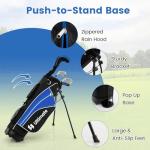 Tangkula Junior Golf Club Set for Children Right Hand, Includes #3 Fairway Wood & #7/#9 Irons, Putter, Head Cover & Rain Hood, Golf Stand Bag, Perfect for Children, Kids
