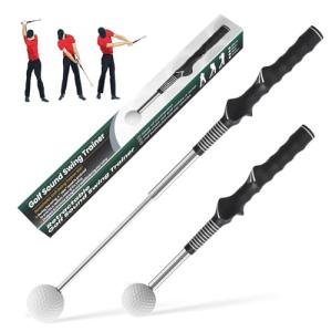 NUISISA Retractable Golf Swing Training,Golf Training Aid,Golf Grip Trainer,Golf Accessories for Men,Right-Handed Strength & Tempo Training for Chipping Hitting Black 1Pack
