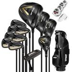PGM NSR V 18 Piece Men's Complete Golf Club Sets - Adjustable Loft Titanium Driver (0.86 COR), Precision Weighted Fairway Woods, Forged Irons, CNC Milled Putter, with Stand Bag - Right Handed