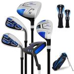 Junior Golf Club Set for Ages 9–12 – 6-Piece Lightweight Kids Golf Clubs with Blue 5-Way Stand Bag, Driver, Hybrid, Iron 7/9, Putter & Head Covers – Youth Beginner Kit