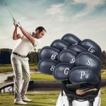 Craftsman Golf Magnetic Closure Classic Blue Leather Iron Headcover Head Covers Set 10pcs with Silver No. on Both Sides (A: Blue with Silver No.)