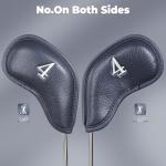 Craftsman Golf Magnetic Closure Classic Blue Leather Iron Headcover Head Covers Set 10pcs with Silver No. on Both Sides (A: Blue with Silver No.)