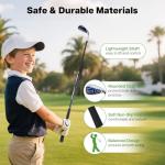 Junior Golf Club Set for Ages 9–12 – 6-Piece Lightweight Kids Golf Clubs with Blue 5-Way Stand Bag, Driver, Hybrid, Iron 7/9, Putter & Head Covers – Youth Beginner Kit