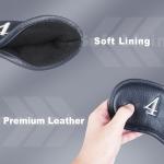 Craftsman Golf Magnetic Closure Classic Blue Leather Iron Headcover Head Covers Set 10pcs with Silver No. on Both Sides (A: Blue with Silver No.)