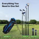 Junior Golf Club Set for Ages 9–12 – 6-Piece Lightweight Kids Golf Clubs with Blue 5-Way Stand Bag, Driver, Hybrid, Iron 7/9, Putter & Head Covers – Youth Beginner Kit