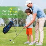 Junior Golf Club Set for Ages 9–12 – 6-Piece Lightweight Kids Golf Clubs with Blue 5-Way Stand Bag, Driver, Hybrid, Iron 7/9, Putter & Head Covers – Youth Beginner Kit