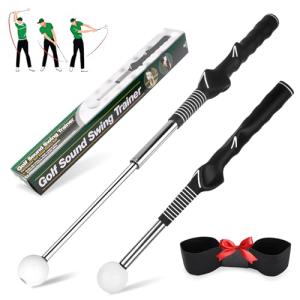 BAIRBRE Retractable Golf Swing Training Aid, Golf Grip Trainer for Swing Tempo & Chipping Practice, Right-Handed Golf Swing Trainer with Arm Band for Beginners, Indoor Outdoor Practice