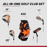 Precise XD-J Junior Complete Golf Club Set for Children Kids - 3 Age Groups Boys & Girls - Right Hand & Left Hand! (Orange Ages 3-5, Right Hand)