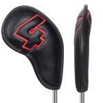 Craftsman Golf 10pcs Red No. on Both Sides Magnetic Closure Classic Black Leather Iron Headcover Covers Set Travel Cases Protector Available Custom with Name