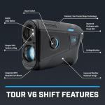 Bushnell Golf Tour V6 Shift Laser Rangefinder with Slope Compensation, 1300-Yard Range, Flag Lock Vibration, Magnetic Cart Mount, 6X Magnification, Waterproof – Tournament Legal (Black)