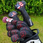 Craftsman Golf 10pcs Red No. on Both Sides Magnetic Closure Classic Black Leather Iron Headcover Covers Set Travel Cases Protector Available Custom with Name