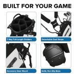 NovaTour Golf Stand Bag - Lightweight Golf Bag with Stand and 7 Way Dividers, Dual Strap, Waterproof Pocket, Insulated Sleeve, Easy-Lift Handles and Swing-Cam Holder (Carbon Black)