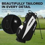 NovaTour Golf Stand Bag - Lightweight Golf Bag with Stand and 7 Way Dividers, Dual Strap, Waterproof Pocket, Insulated Sleeve, Easy-Lift Handles and Swing-Cam Holder (Carbon Black)